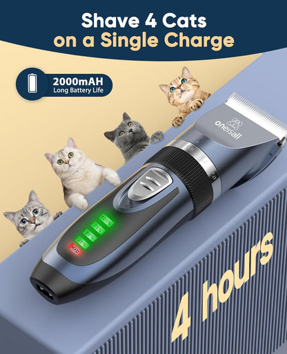 Cat Clippers for Matted Hair, Quiet Cat Shaver for Long Hair, Cordless Cat Hair Trimmer for Grooming, 2 Speed Pet Shaver Cat Grooming Kit for Cats Small Dogs Animals (Blue)